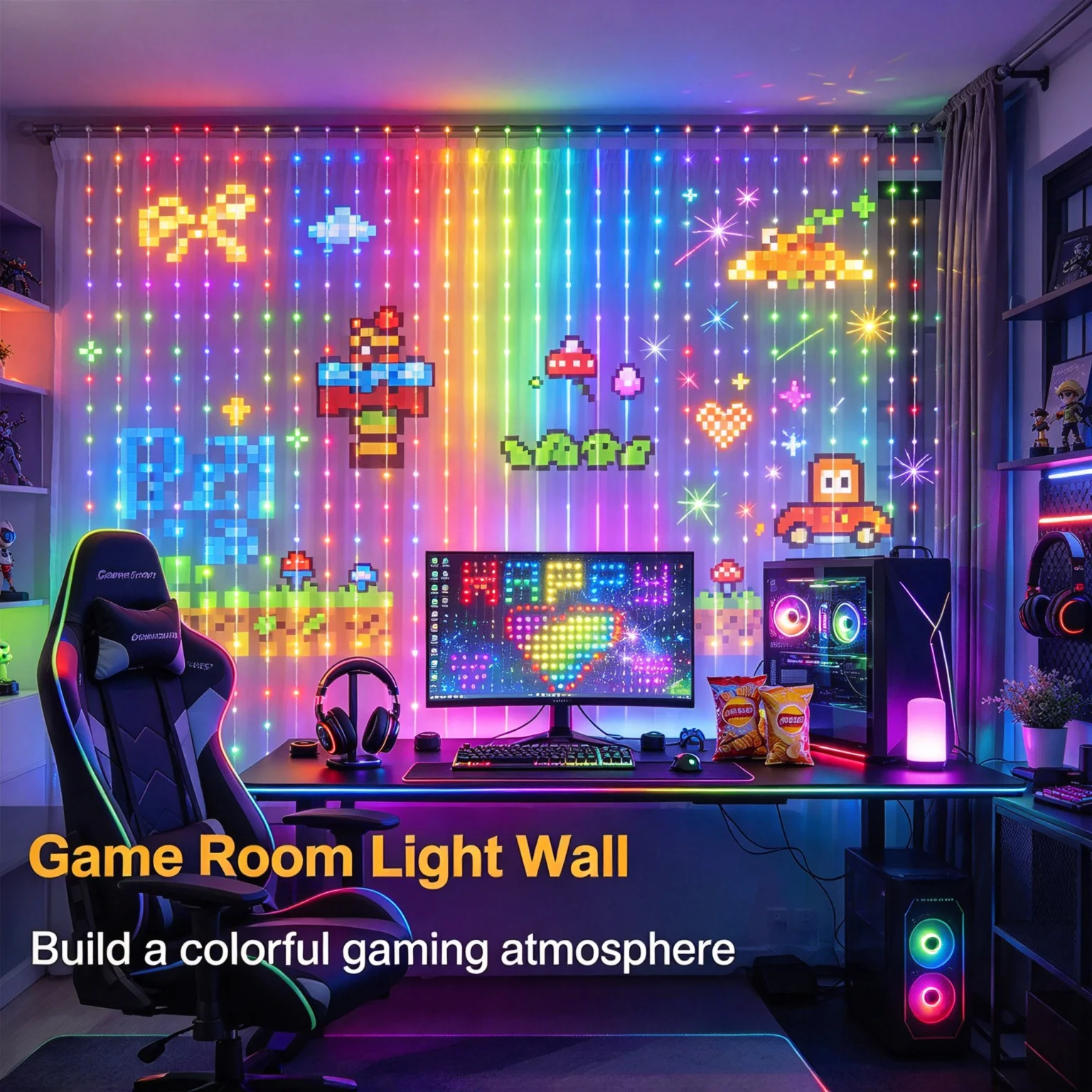 Home Decor Free App - Smart LED Curtain String Lights USB