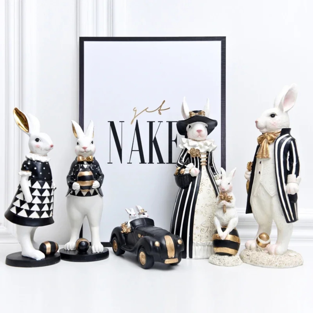 Home Decor Za - Creative Pastoral Palace Rabbit Family Decoration