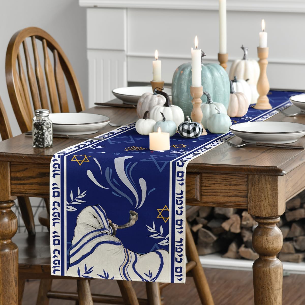 Shofar Leaves Yom Kippur Linen - đánh giá và giá Linen Table Runner